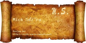 Mick Sára névjegykártya